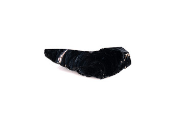 natural obsidian rough gem stone on the white background