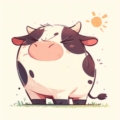 Cute Cow Cartoon Showing Frustration in a Fun and Quirky Way