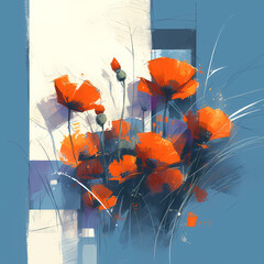 Bright Red Poppies in Vase - Artistic Still Life with Powerful Emotions for Graphic Designers and Marketeers