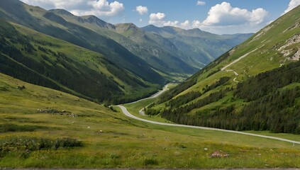Fototapeta premium Summer view of mountain pass