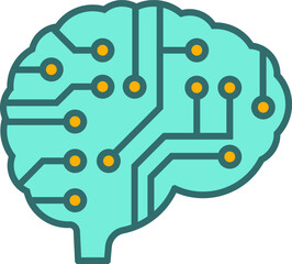 Cyber brain icon in line and fill style. Vector.