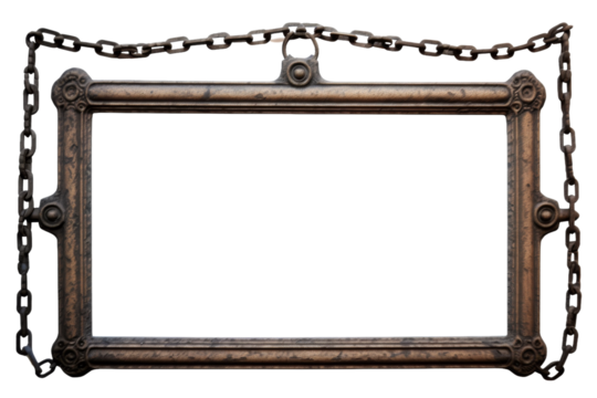 Sparkling Constellation: A Metal Frame With a Chain Draping in the Moonlight. On a White or Clear Surface PNG Transparent Background.