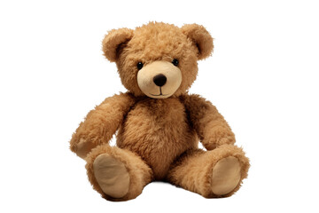 The Enigmatic Teddy Bear: A Portrait of Innocence. On a White or Clear Surface PNG Transparent Background.