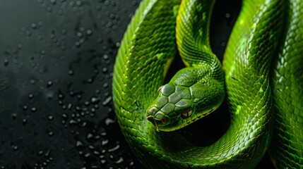 Fototapeta premium green snake close up.