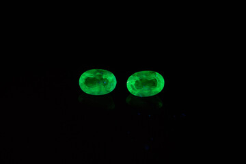 natural opal hyalite gem stone in uv light