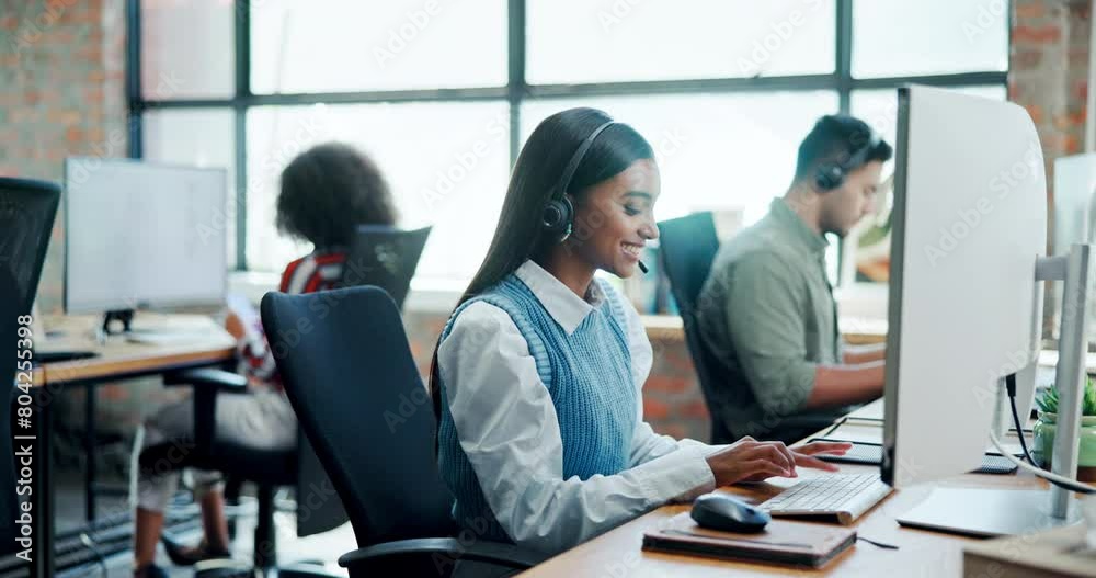 Poster Help, office and customer service in call center with consultant for crm, faq or b2b networking. Telemarketing, sales and contact us for technical support, chat and advice for problem solving ideas