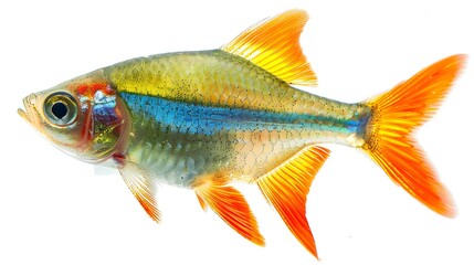Close-Up of a Transparent Fish Amidst Vibrant Aquatic Plants