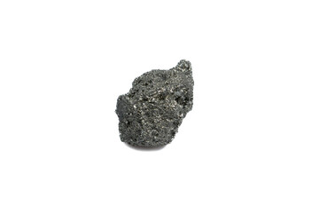natural pyrite rough gem stone on the white background
