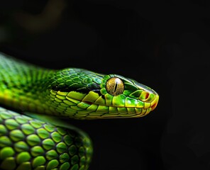 Fototapeta premium green snake close up.