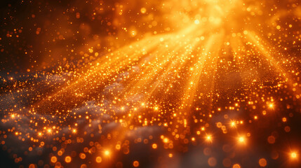 Radiant Orange Burst Background with Glowing Starburst and Flare for Festive Greetings