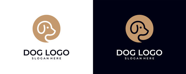 Modern minimalist silhouette dog pet logo icon vector