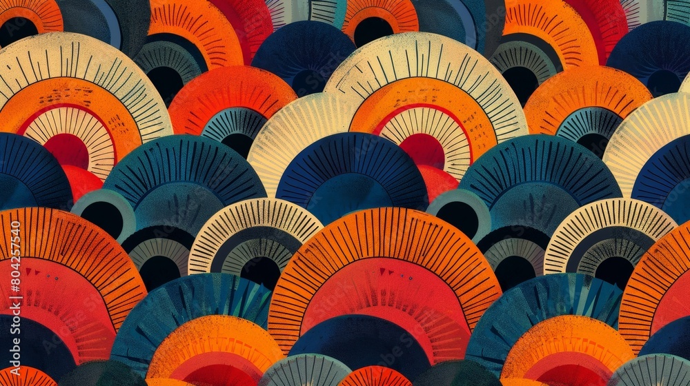 Aufkleber a colorful abstract pattern featuring shades of orange, blue, and red, creating a dynamic and eye-ca