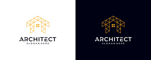 minimal architect line logo design vector illustrations