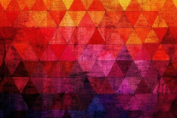 Multicolored background featuring an array of triangles in various sizes and hues, creating a visually dynamic pattern
