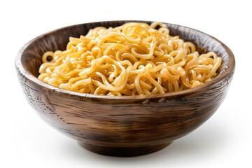 Noodles in a dish on a white, isolated backdrop. Generative Ai