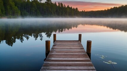 sunrise on the lake Dawn Serenity Tranquil Lakeside Morning