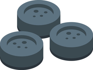 Hookah round charcoal icon isometric vector. Coal pack. Dirty nugget