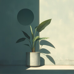Bring Life and Color to Your Interior with this Stunning Potted Plant Against a Single Light Source Wall