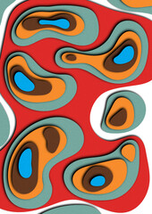 Abstract paper cutout contours backdrop in vibrant colors