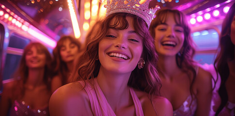Bachelorette Bash in a Glittering Party Bus