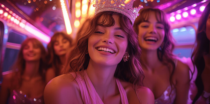 Bachelorette Bash in a Glittering Party Bus