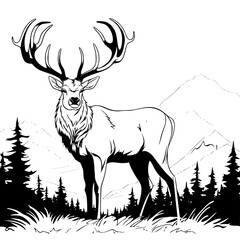 silhouette of a stag