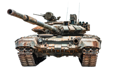Military Tank isolated on white or transparent background