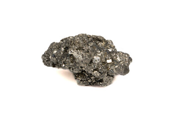 natural pyrite rough gem stone on the white background