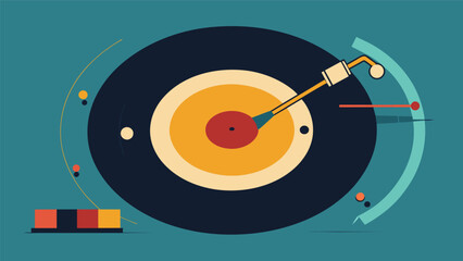 The delicate balance of a records rotation caught in a moment preserving the magic of music on vinyl. Vector illustration