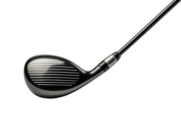 Midnight Swings: A Black Golf Club in Contrast. On a White or Clear Surface PNG Transparent Background.