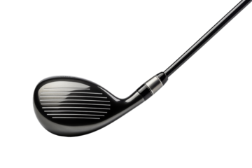 Midnight Swings: A Black Golf Club in Contrast. On a White or Clear Surface PNG Transparent Background.