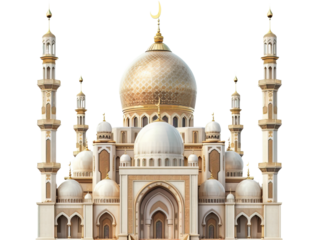 Mosque isolated on white or transparent background