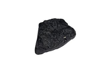 natural black tourmaline gem stone on the white background