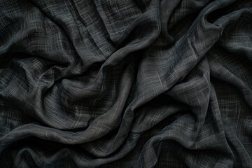 Detailed close-up view of a black fabric showcasing texture, weave, and color depth