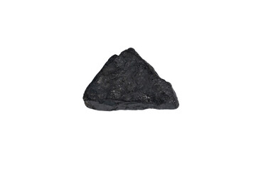 natural black tourmaline gem stone on the white background