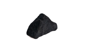 natural black tourmaline gem stone on the white background
