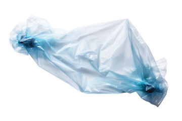 Oceans Breath: A Surreal Blue Plastic Bag Dancing on a Blank Canvas. On a White or Clear Surface PNG Transparent Background.