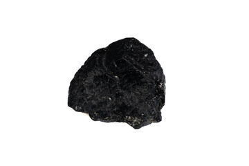 natural black tourmaline gem stone on the white background