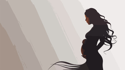 Beautiful pregnant woman on grey background style