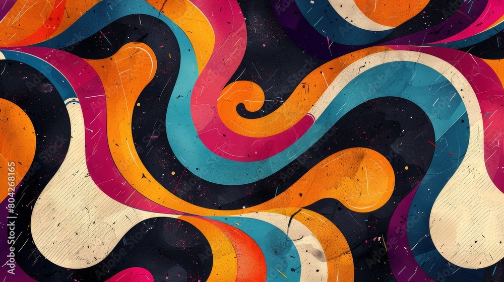 Aufkleber Colorful abstract background featuring dynamic wavy lines in various hues creating a visually stimulating composition