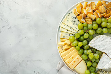 Cheese plate with slices of different sorts of cheese