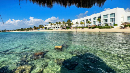 Great Resort on a paradisiacal beach in the Riviera Maya (Mexico). Vacation spot with white sand...