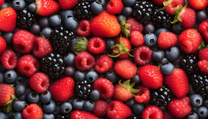 Food background, texture of assorted fresh berries