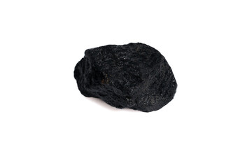 natural black tourmaline gem stone on the white background