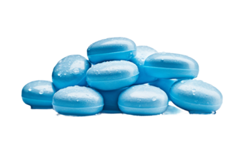 The Enigmatic Symphony of Blue Pills. On a White or Clear Surface PNG Transparent Background.