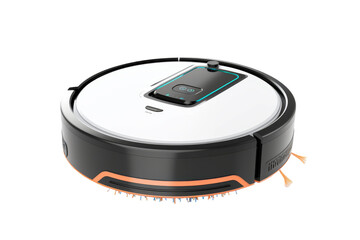 Fototapeta premium The Monochrome Robotic Maid. On a White or Clear Surface PNG Transparent Background.