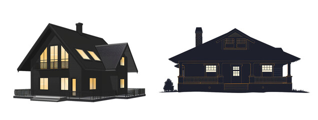 Silhouette of house model web icons