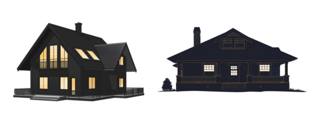 Silhouette of house model web icons