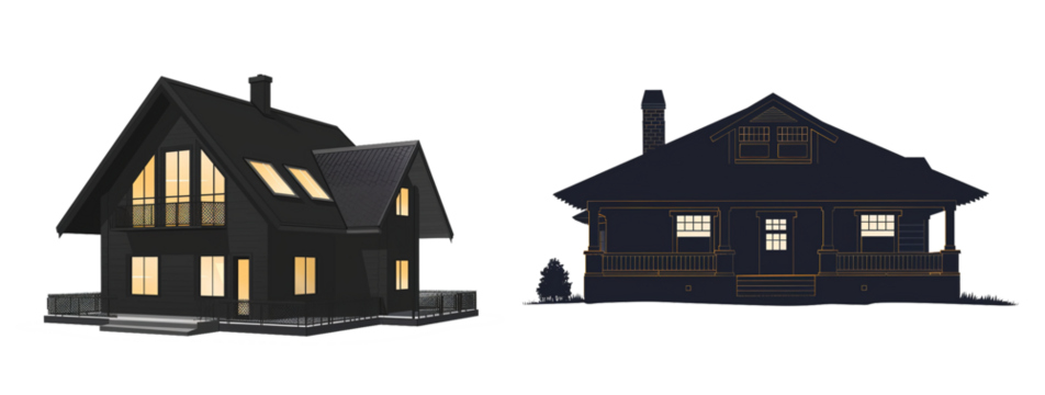 Silhouette of house model web icons