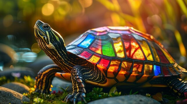 stained glass turtle.